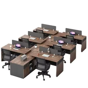 创意设计木制办公家具免费组合办公隔断6座员工桌间工作站