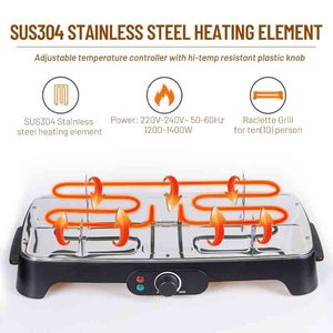 Grill électrique 1400W avec contrôle de température, surface antiadhésive sans fumée, plaque amovible pour utilisation intérieure/extérieure - Product Image 5