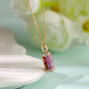 Charme en or massif 18 carats de haute qualité avec saphirs colorés taille baguette et diamants naturels – Joli cadeau pour petite amie, Saint-Valentin - Product Image 4