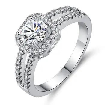 Hot Sale Latest Micro Pave Setting 925 Sterling Silver 1 Carat Moissanite Diamond Wedding Ring