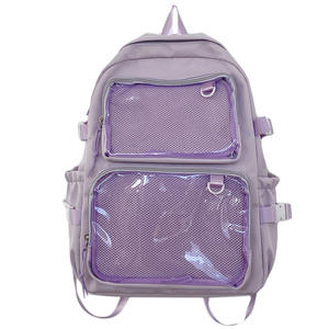 Custom Fashionable School <b>Backpack</b> Teenagers Clear Pvc Transparent Diy Badge Mesh Bag Waterproof Feature Oxford <b>Backpack</b> - Product Image 6