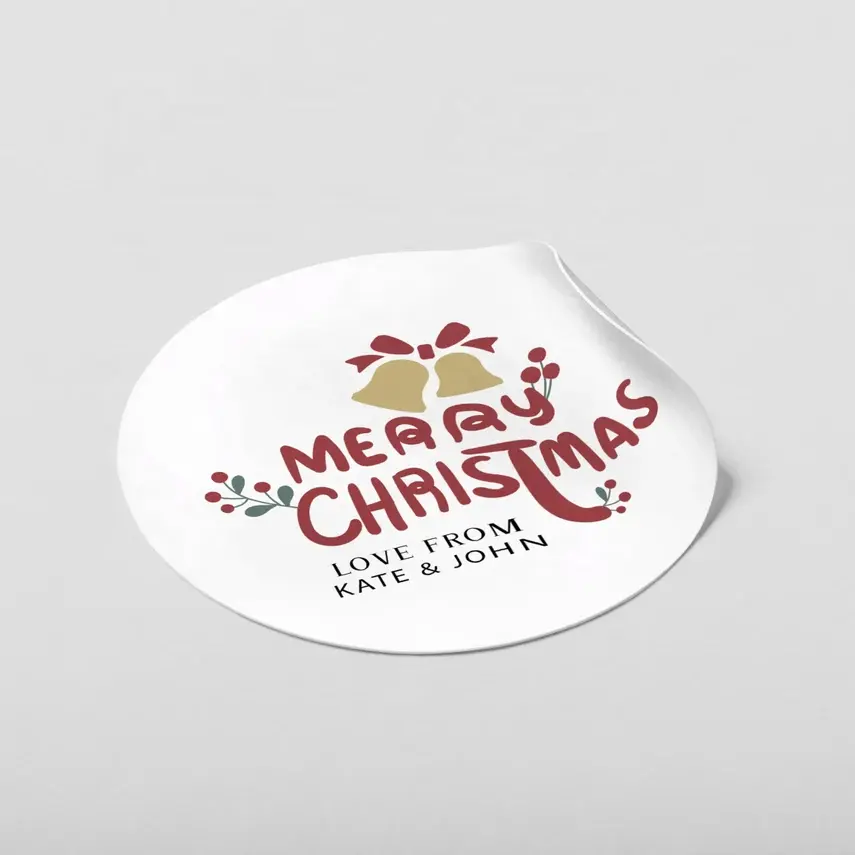 High Quality Custom Color Glossy Paper Labels Sticker Merry Christmas Sticker For Gift