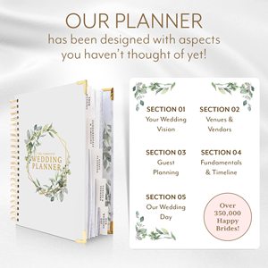 <b>Wedding</b> <b>Planner</b> PU Leather Hardcover <b>Journal</b> 100 Sheets A5 Size Gift Notebook with Thermal Binding - Product Image 2