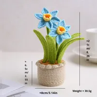 Nouvelle fleur artificielle en pot de narcisse, faite à la main au crochet, pour décoration intérieure ou à suspendre au tableau de bord de la voiture