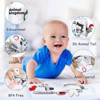 Livre en tissu à contraste élevé tactile et sensoriel 3D Livre sensoriel doux à froisser pour bébé de 0 à 12 mois