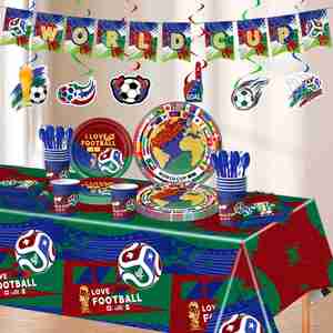 Juego de Vajilla Desechable para Fiesta de Cumpleaños con Temática de Fútbol 2026, Decoración de la Copa Mundial de Fútbol, Mantel, Platos de Papel, Servilletas, Vasos - Product Image 1