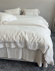 Ensemble de literie 4 pièces de style moderne à dentelle, le plus vendu, doux, respirant et adapté à toutes les saisons, avec housse de <span class=keywords><strong>couette</strong></span> - Product Image 6