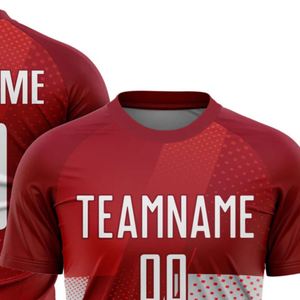 Camiseta de Fútbol Estampada en Rojo y Blanco, Manga Corta, Transpirable, de Secado Rápido, Ligera, para Entrenamiento y Partidos de Verano - Product Image 4