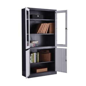 Armoire de classement en acier de haute qualité avec portes battantes en verre, meuble de rangement métallique, bibliothèque de bureau réglable - Product Image 5
