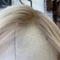 Postiche juif à clipser pour femme, cheveux blonds blancs européens, avec dentelle diamantée, dentelle HD sur le devant et trame à l'arrière