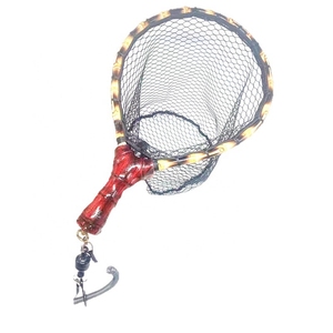 Équipement de pêche à la mouche : Épuisette de pêche en nylon et bois massif, à poignée en forme de poire de carthame, avec yeux inclinés, profondeur 25, modèle Copy-Net, pour la pêche à la bouche de cheval, petite épuisette de débarquement - Product Image 1