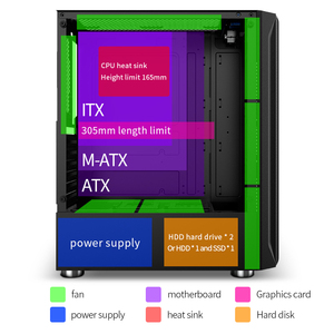 Snowman CS008 phổ biến vỏ máy tính giữa tháp máy tính ATX chơi game trường hợp PC Trường hợp với Side Glass trường hợp Gamer - Product Image 5