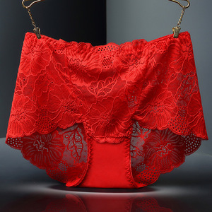 Culottes transparentes en mousseline sexy pour femmes, taille moyenne, sans couture, avec dentelle ajourée et broderies, vente en gros - Product Image 4
