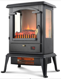 Insert de cheminée électrique infrarouge à flamme réaliste, avec bûches de grande taille, autoportant, portable, à brancher, en quartz et plastique durable - Product Image 1