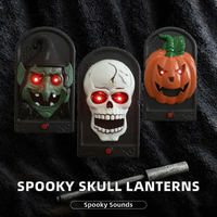 Lanternes citrouilles d'Halloween en plastique, grandes, avec boutons en forme de crâne, sonores, pour décoration de maison hantée, salle secrète, bar, cadres de mariage