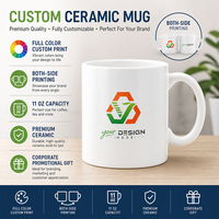 Mug Keramik 11oz dengan Logo Custom, Cetak Warna Penuh, Cangkir Kopi dengan Pegangan C, Hadiah Promosi, Perlengkapan Minum