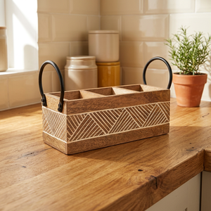 Acacia Wood Kitchen Cooking Utensils Organizer Flatware Utensil Wooden Utensil Holder Wooden Cutlery Holder - Product Image 6