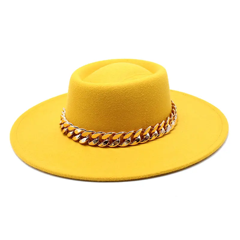 מסיבת מופע מוסיקה פסטיבל פוליאסטר כותנה טבעוני חומר שני טון Fedorahat פדורה כובע לנשים גברים אופנה שמלה