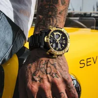 Reloj de Cuarzo de Estilo Industrial para Hombre Mark Fairwhale, Esfera Grande con Bobina 3D, Luz LED, Caja de 48 mm, Correa de Goma, Reloj Deportivo de Pulsera FW-4280