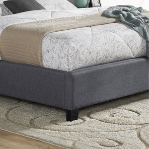 Belize 3-Piece Upholstered Bedroom Set Tufted Wingback <b>Bed</b> With Two Gray Nightstands - Product Image 4