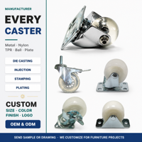 Roda Caster ODM Cetakan Injeksi Baja Plastik 50mm Kecil untuk Furnitur Tempat Tidur Bayi Lemari Kursi Laci Besi