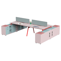 Nouvelle arrivée Peinture au design moderne Bureau d'ordinateur Mobilier de bureau Cabine en bois Postes de travail pour quatre personnes