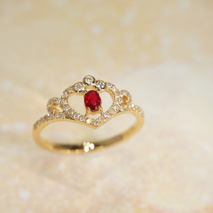 H & F anello in oro e rubino di forma ovale naturale AU750 585 <span class=keywords><strong>375</strong></span> anello in rubino naturale personalizzato con diamanti - Product Image 4