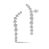 Dylam Bijoux de forme ovale Boucles d'oreilles en argent sterling S925 Chaîne à maillons en zircon cubique Plaqué or 18 carats Boucles d'oreilles pour femmes