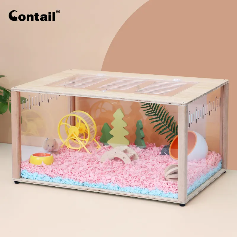 Contail Luxury XL Hamster Cage Big Small Animal Wooden Cage for Hamsters Panorama Shot