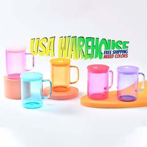 NUEVO EN NUESTRO ALMACÉN DE EE. UU. Vasos de Vidrio Transparente Sublimables de 15 oz, Color Degradado, Tipo Jelly, con Tapa de Plástico y Pajita - Product Image 1