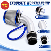 Kit d'admission d'air froid universel de 3 pouces (76 mm) avec filtre à air conique et tuyau d'induction en alliage d'aluminium pour automobile