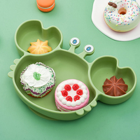 Assiette en silicone durable, sans BPA, écologique, de qualité alimentaire, avec ventouse, bol à coller sur la table, design mignon pour enfants, anime
