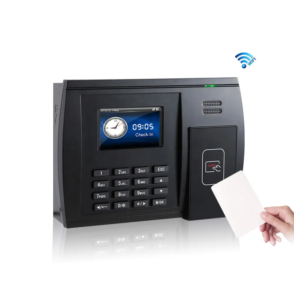 무선 WIFI 3 인치 펀치 카드 RFID 카드 리더 시간 및 출석 기계 (TCP/IP 및 USB 포트 포함)