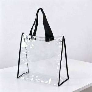 Reusable Holographic <b>Plastic</b> Clear Bag Logo Beach Ladies Hand Shopping Custom Transparent Pvc <b>Tote</b> Bags - Product Image 1