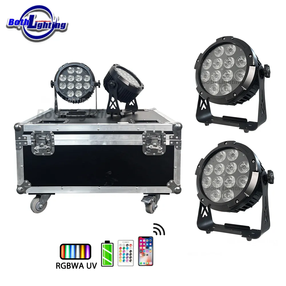 屋外20000mahバッテリー12x 18w RGBWA UV6IN1IP65防水バッテリー駆動ワイヤレスDMXLEDパーウェディングライト