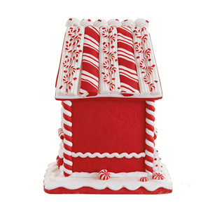 Décoration de Noël en résine avec <span class=keywords><strong>maison</strong></span> en pain d'épices illuminée par LED, piliers en forme de canne à sucre et bonhomme en pain d'épices, ornement de table de Noël - Product Image 4