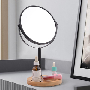 Tự Nhiên Tre Vanity Gương 360 Xoay Hai Mặt 3x/5X Magnifying Chrome Kim Loại Khung Vòng Cho Khách Sạn Spa Salon Nhà - Product Image 5