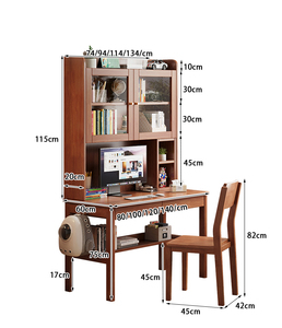 Estantería de diseño moderno de madera maciza con juego de silla de mesa para ordenador portátil, silla de escritorio de escritura simple para estudiantes para muebles de dormitorio y sala de estar - Product Image 6