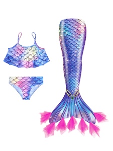 <span class=keywords><strong>Maillot</strong></span> de bain sirène pour filles, costume de princesse sirène, design brillant et scintillant, tenue de fête à la plage, cadeau d'anniversaire - Product Image 3