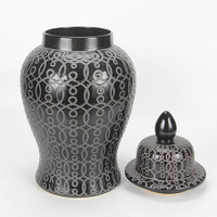 Vase à fleurs décoratif de table de pot de gingembre noir de style moderne nordique