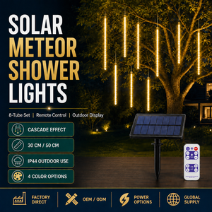 Luces <span class=keywords><strong>Solares</strong></span> de Lluvia de Meteoros, Juego de 8 Tubos LED con Efecto de Lluvia para Decoración de Árboles en Exteriores - Product Image 1