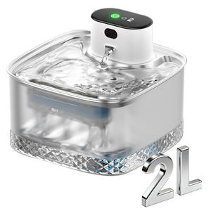 Fontaine à eau intelligente pour animaux de compagnie, 2L, circulation automatique, pour chats et chiens, rectangulaire, transparente, avec filtre en coton bleu - Product Image 1