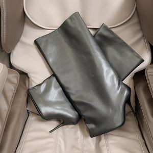 2024 hiver femmes nouveau Wader 110mm botte en noir lâche grand baril Giroud <span class=keywords><strong>bottes</strong></span> en cuir femmes <span class=keywords><strong>bottes</strong></span> de créateur - Product Image 5