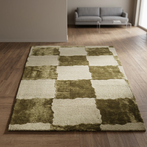 Tapis en grille olive de qualité supérieure, de forme rectangulaire, tufté à la main, design haut de gamme, provenant d'exportateurs - Product Image 1