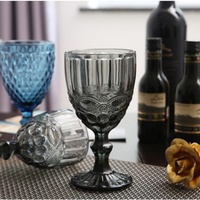 Verre à vin et à eau pour mariage, gobelet de luxe bleu clair gravé et embossé style vintage pour la dégustation du vin