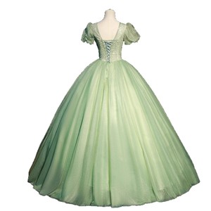 Green Ball Gown V Neck Empire Waist Floral Print Tutu Evening Dress For Coming Of Age Ceremony - Product Image 5