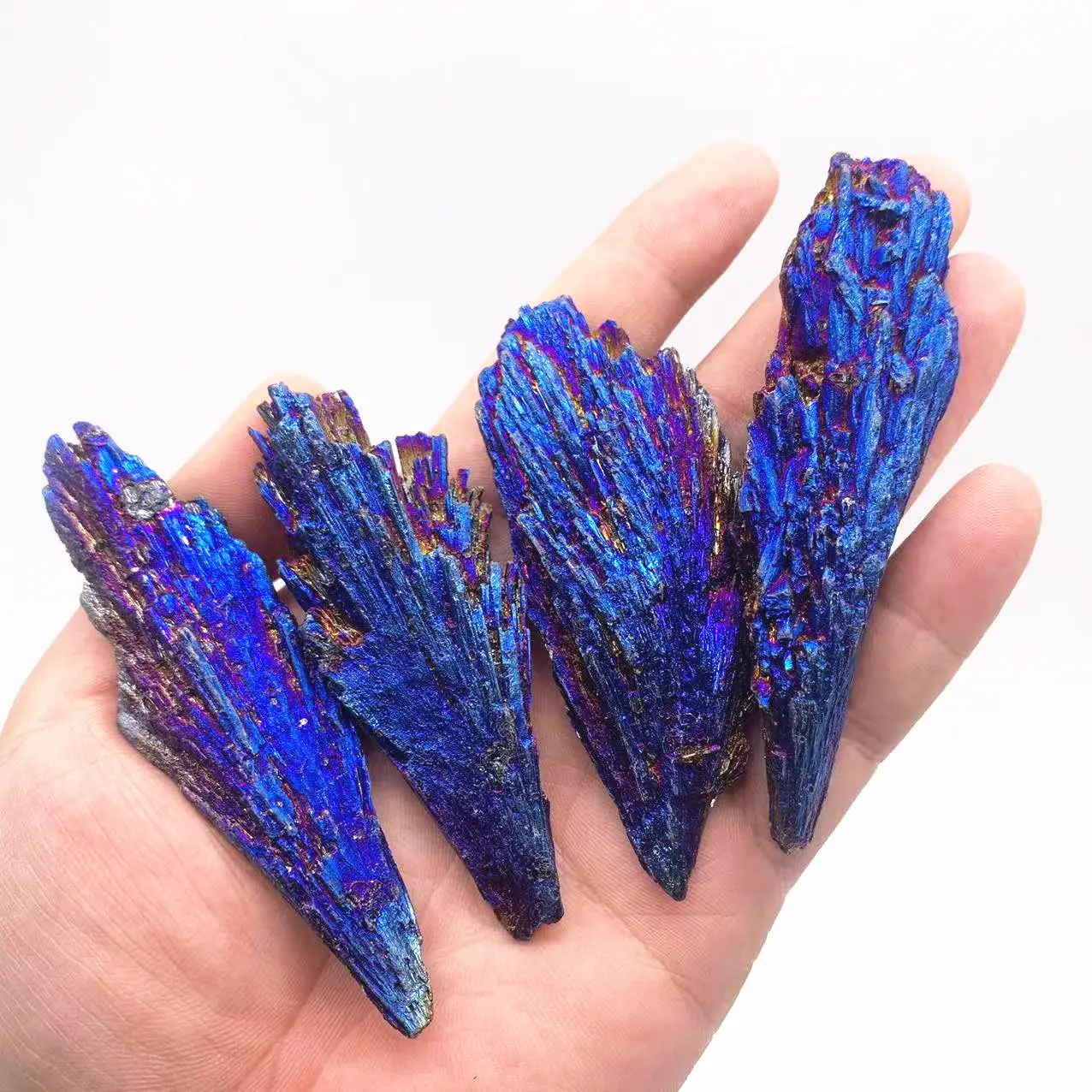 الجملة الحجر الطبيعي ملاك aura الكوارتز التيتانيوم سبيكة طلاء الأزرق قطاع حجر التورمالين