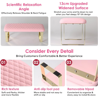 Repose-bras professionnel en acier inoxydable massif et cuir PU à motif poisson Terresa, écologique, pour manucure et pédicure, usage en salon, rose