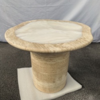 Ensemble de tables basses en travertin onyx organique irrégulier personnalisé, tables d'appoint en pierre naturelle, mobilier de salon d'hôtel