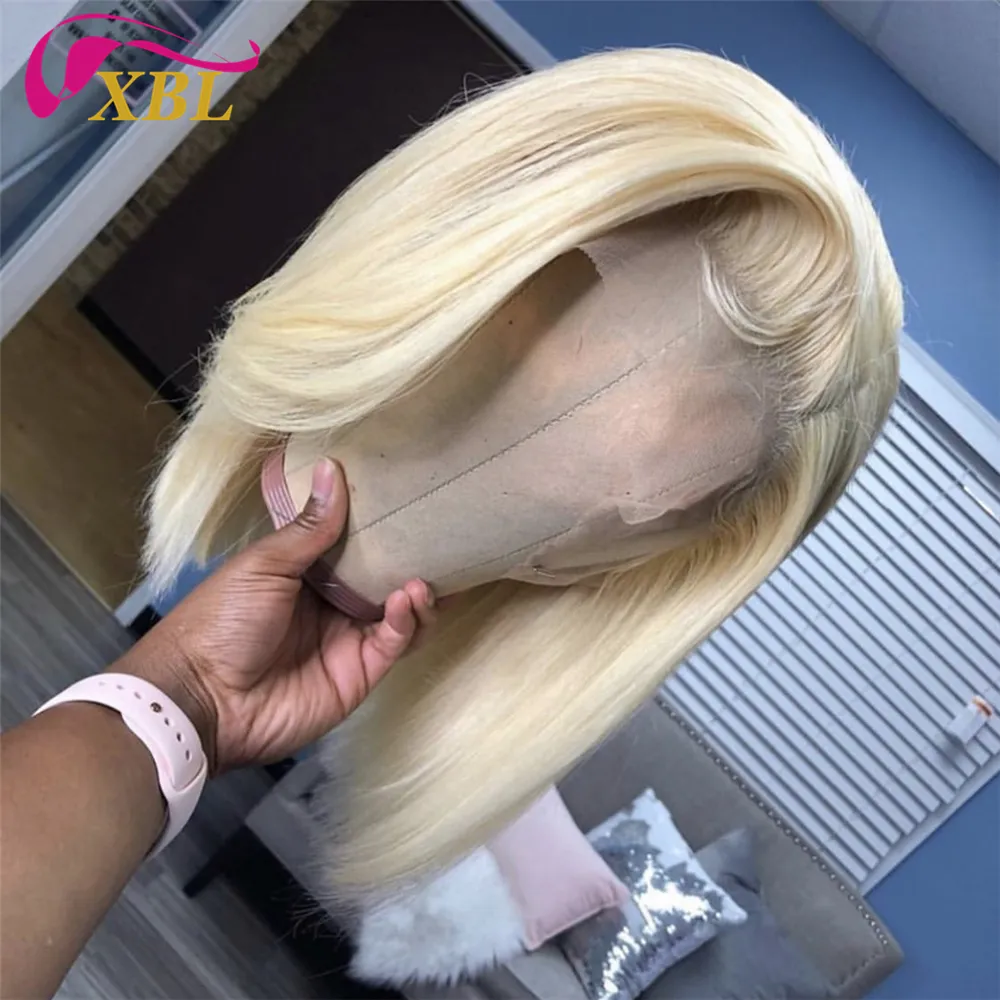 Perruque lace front wig bob péruvienne courte — XBL, 613 cheveux naturels, couleur blond 613, perruques courtes, pour femmes, prix de gros